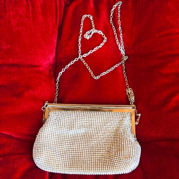 Nina Handbags - Womens Nina Sequin silver crossbody purse bag chain strap wallet evening clutch